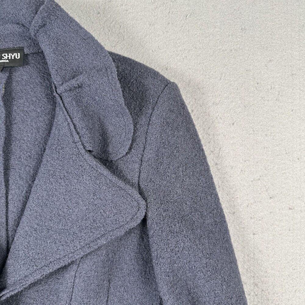 Vivian Shyu Wool Blazer Jacket Women’s Small Navy Blue Ruffle Button Front - Picture 5 of 16